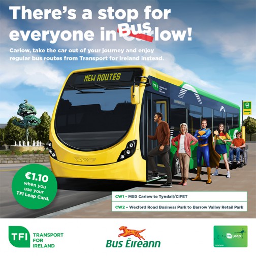 Graphic promoting Carlow bus service